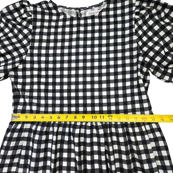 Urban Bliss Wom 8 Short Sleeve Plaid Ruffle Tier Midi Dress Cottagecore Prairie - Picture 6 of 13